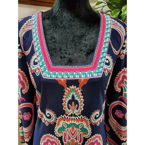 Laundry Women's Blue Polyester Long Sleeve Square Neck Knee Length Dress Size 10 - Picture 6 of 10